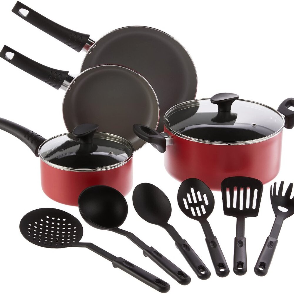 Non-Branded Red 10-Piece Cookware and Utensil Set